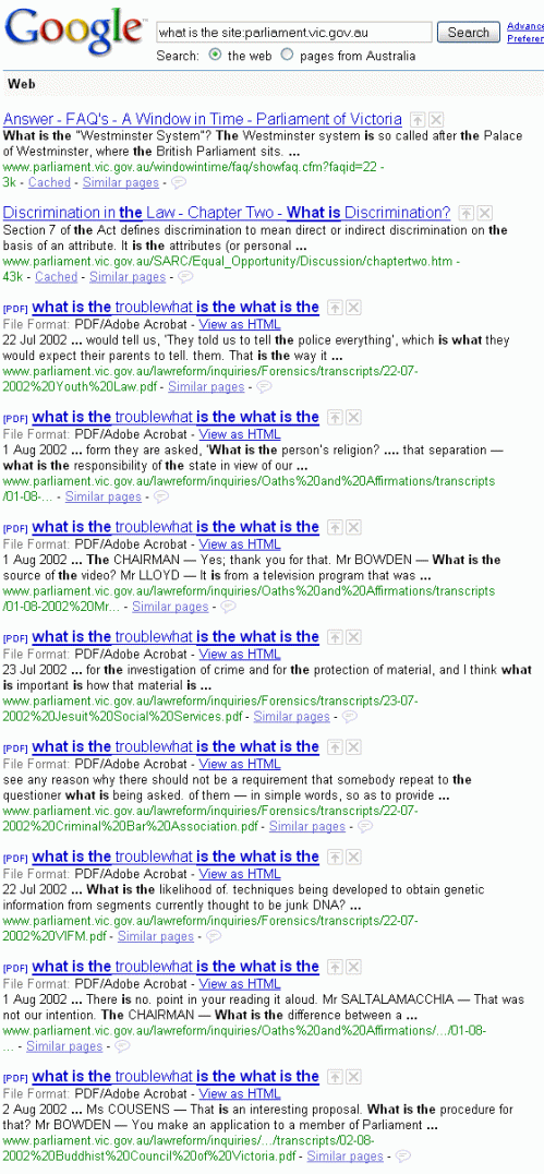 Example of Google search results displaying documents with incorrect titles.