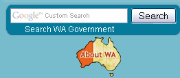 Screen shot showing the Western Australian Government's use of Google Custom Search